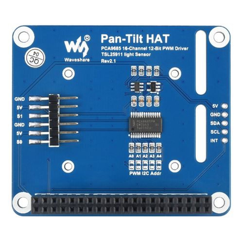 Pan-Tilgt HAT 树莓派两自由度云台扩展板 光强检测 I2C接口控制