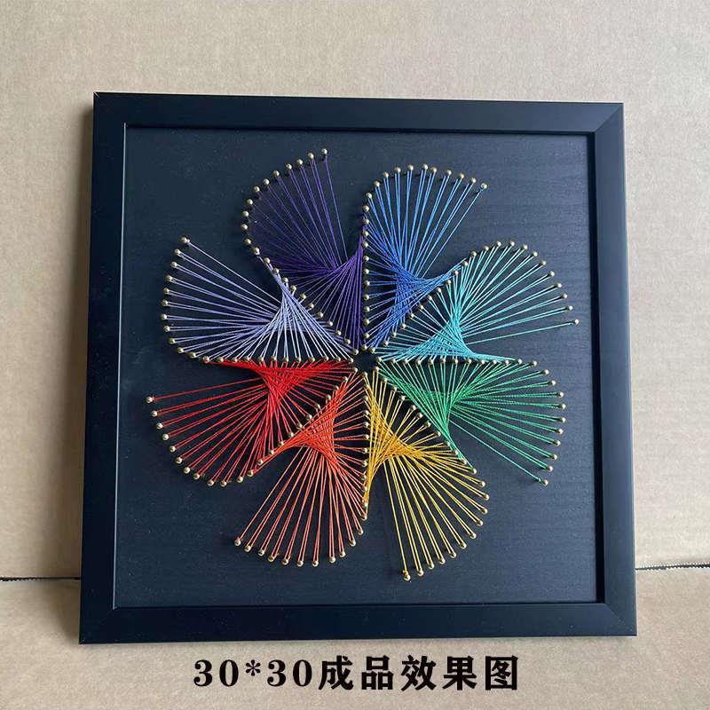 几何花瓣钉子绕线画 减压手工diy材料包简约客厅电表箱立体装饰画图片