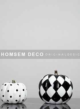 简约现代轻奢黑白色n创意特点南瓜软装饰品摆件样板房间酒店摆设