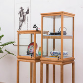 博物馆展示柜老榆木珠宝柜玻璃饰品展柜带锁MO灯精品货架置物架多