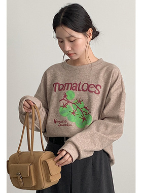 【穿搭巨好看】欧凡tomatoes字母印花加绒卫衣女冬装长袖上衣3292