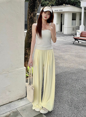 夏季新款女冰丝防晒裤UPF50+防紫外线凉感透气薄款宽松垂感阔腿裤