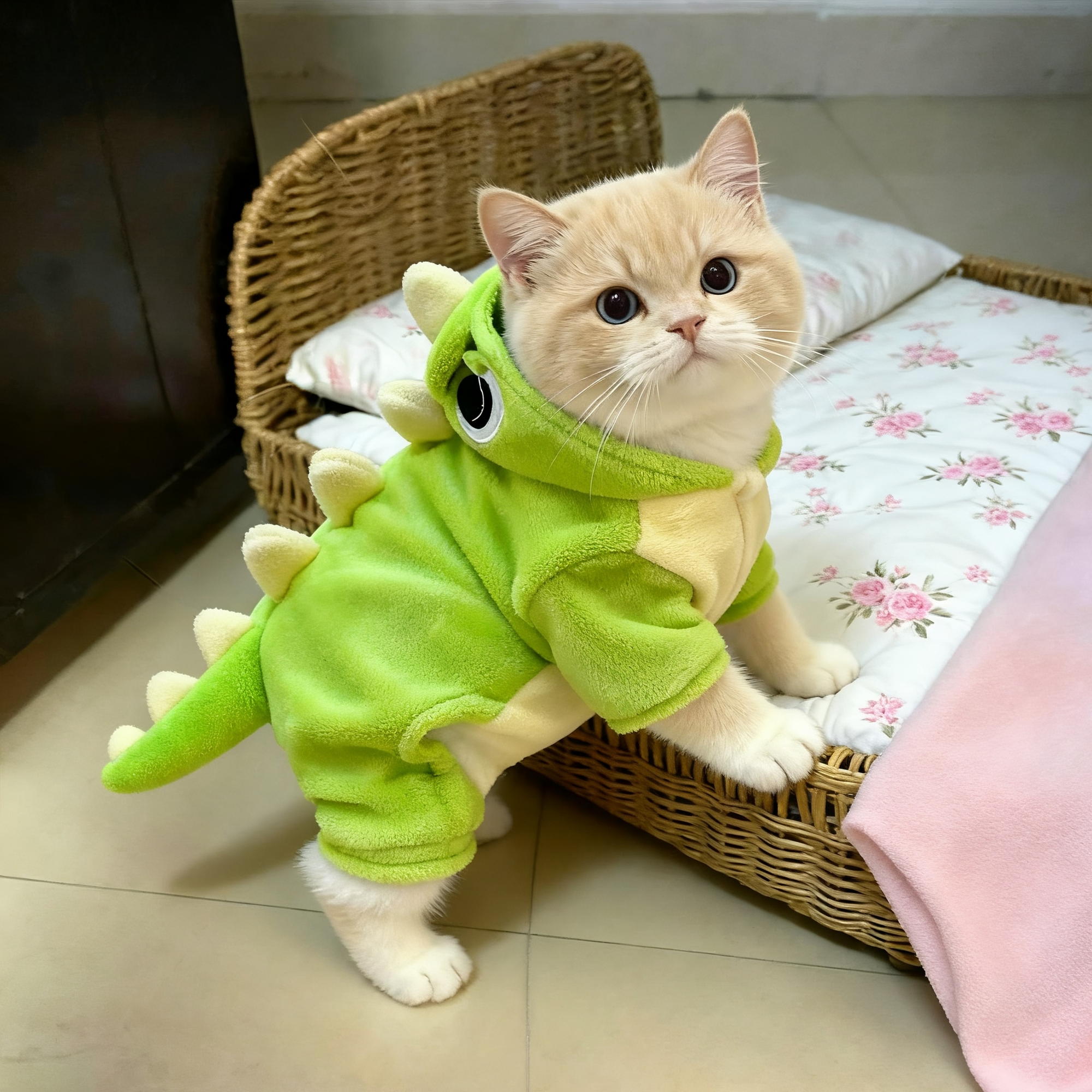 猫咪衣服秋冬款保暖可牵引恐龙