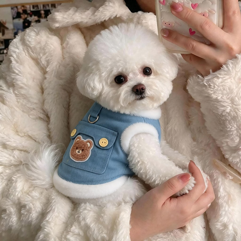 狗狗衣服秋冬加绒保暖牛仔马甲