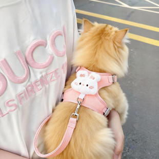 猫咪牵引绳可爱兔子工字胸背带可调节防挣脱不勒脖外出专用遛狗绳