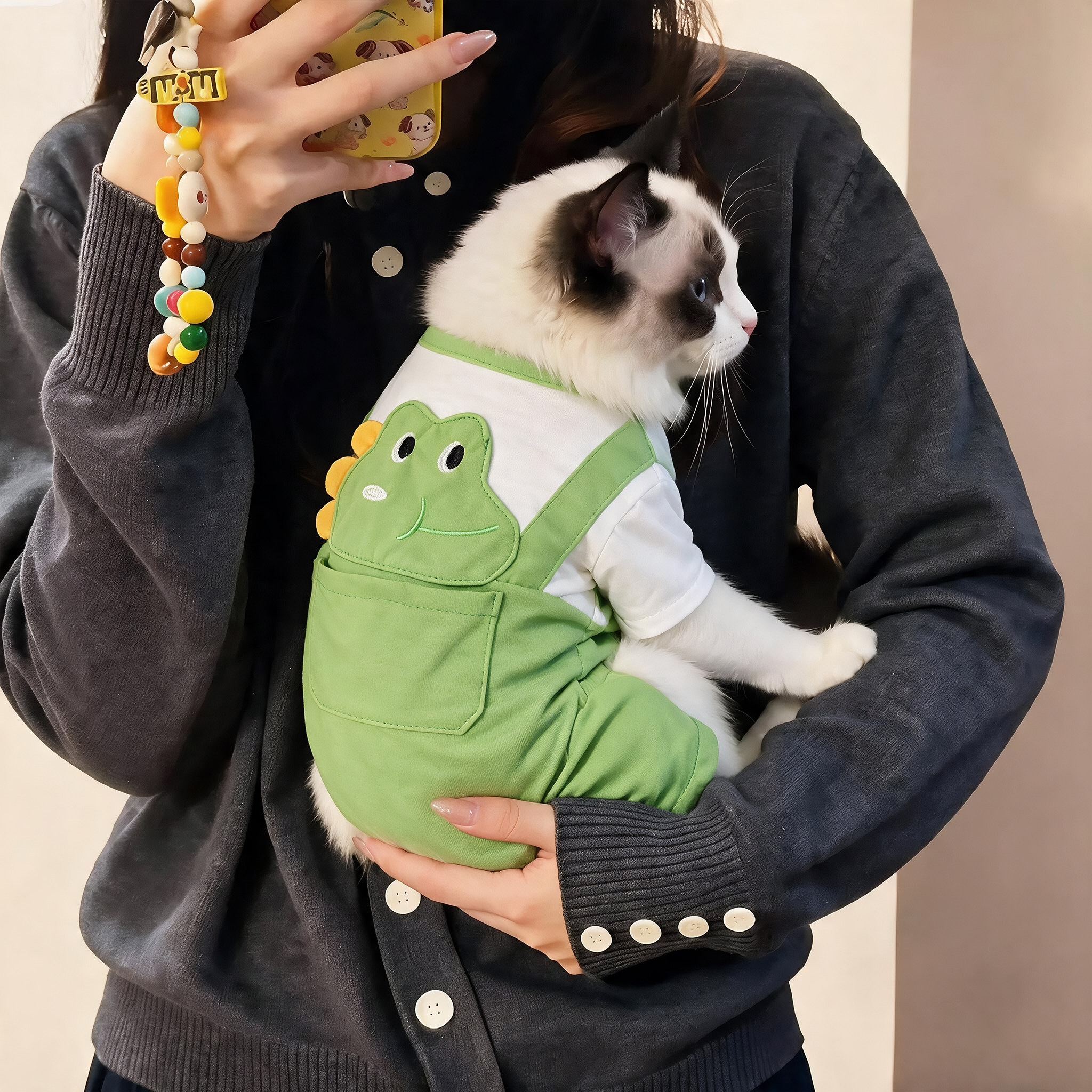猫咪衣服秋冬薄款可爱恐龙四脚衣