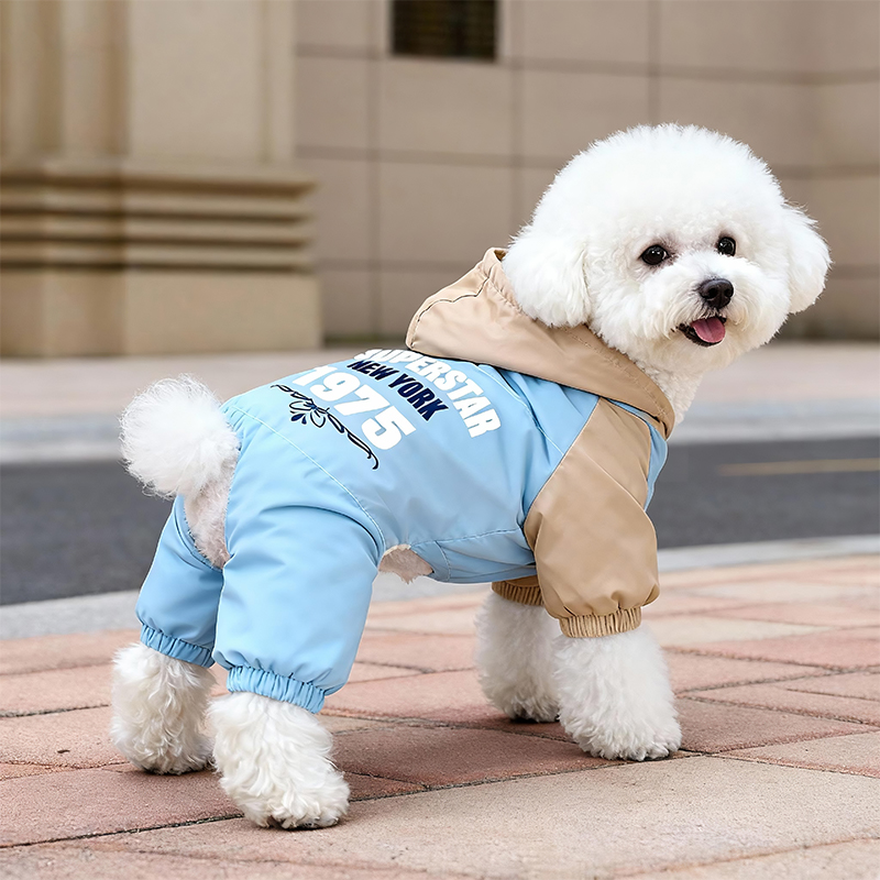 狗狗衣服秋冬保暖防风连帽四脚衣