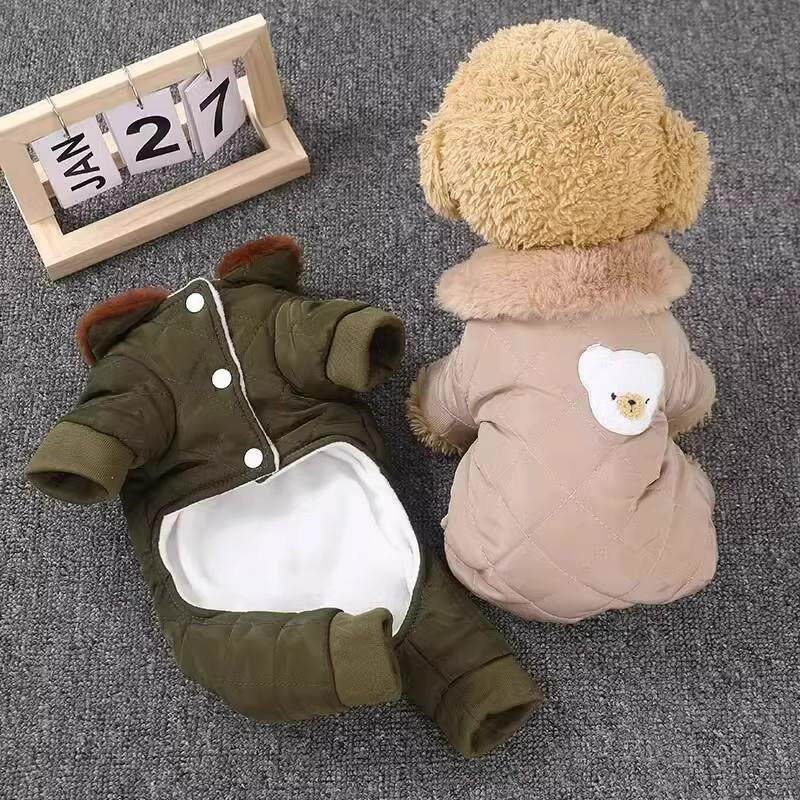 小狗狗衣服保暖加厚加绒秋冬款防掉毛四脚衣泰迪比熊博美宠物衣服