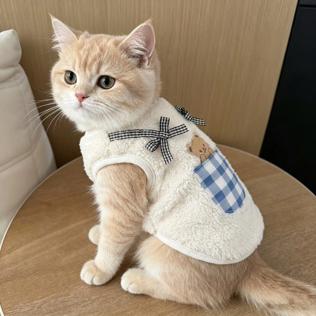 猫咪衣服秋冬保暖卫衣可爱玩偶小熊布偶英短蓝幼猫狗狗防掉毛背心