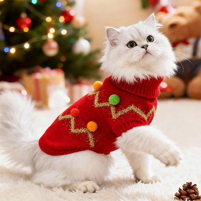 圣诞猫咪衣服秋冬款可爱毛衣