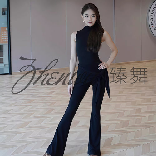 拉丁成人女镂空上衣微喇叭长裤