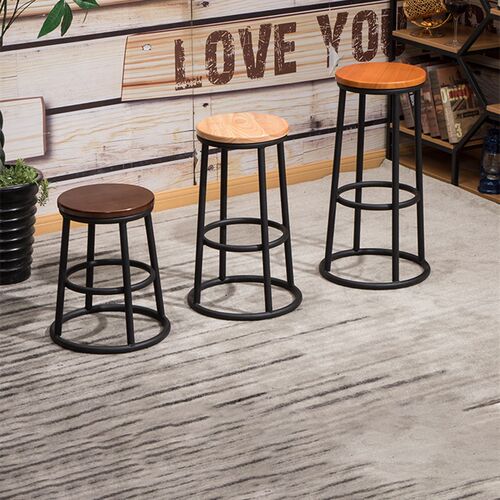 新品实木吧台椅高脚凳ktv酒吧椅简约复古铁艺圆凳V手机店凳子家用