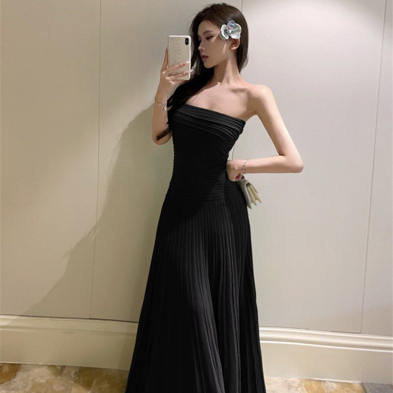 新品赫本风黑色i性感抹胸成人礼连衣裙party生日礼服高端轻奢小众