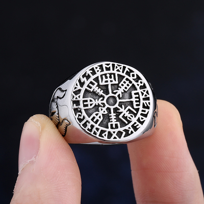 极速Nordic Viking Rune Ctompass Ring For Men Women Simple 31