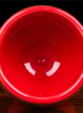 新品陶瓷真金红酒杯居家s供奉财神爷招财供水杯家用酒杯茶杯供水