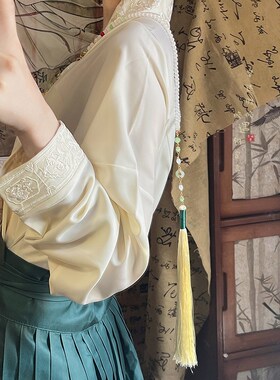 新品[天水碧]平安锁长流苏璎珞项链新中式国风古风W马面裙旗袍配