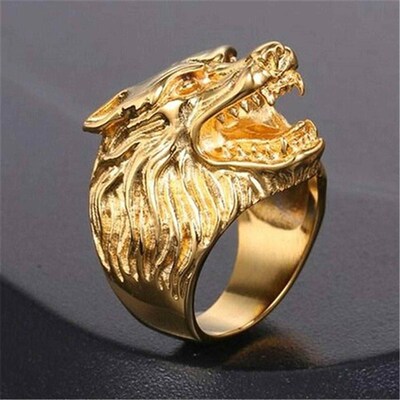 极速Vintage Wolf Head Punk Ring Accessories Fashion Fin.ger