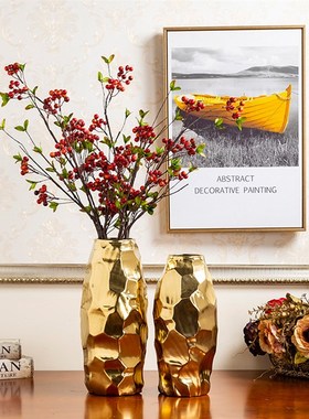 极速简约北欧风格金色电镀几何抽象陶瓷摆饰家居S软装样板房工艺