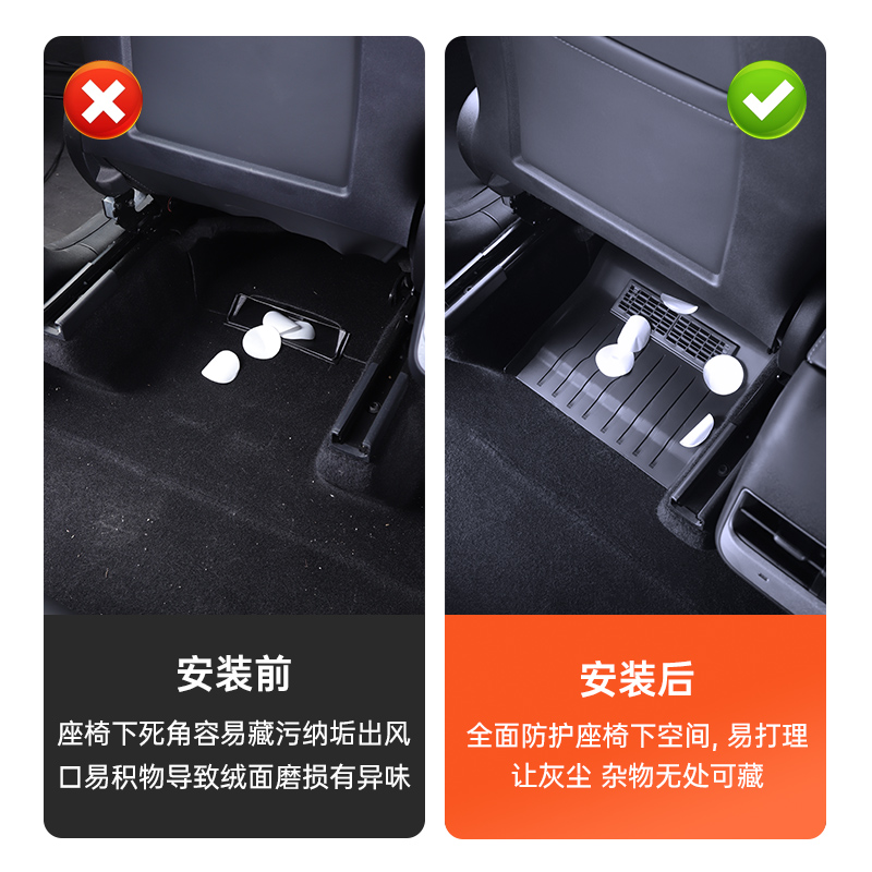 极速特斯拉ModelY座椅下全包空调出风I口保护罩防堵网地垫护角板