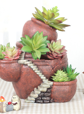 极速如果创意时光花园盆栽微景B观多肉树脂花盆家居园艺盆景摆件