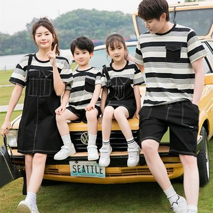 极速高端不一样的亲子装炸t街2023新款夏装连衣裙一家三四口母女