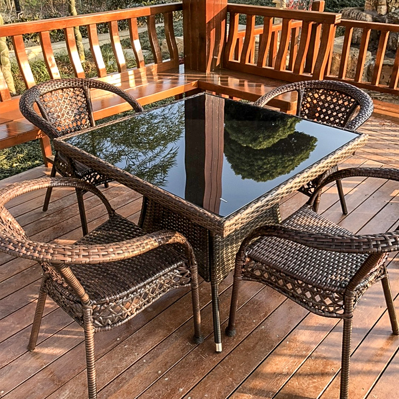 极速藤椅三件套户外桌椅庭院露台花园室外M茶几休闲藤编椅阳台椅