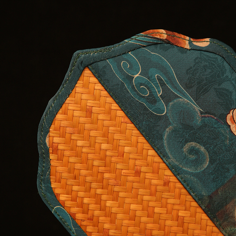 极速手工创意中式竹编缎面印花茶道茶席桌旗席P布竹制多样式茶道