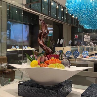 极速高端海鲜姿造k刺身拼盘三文鱼盘东星斑鱼雕酒店会所火锅专用