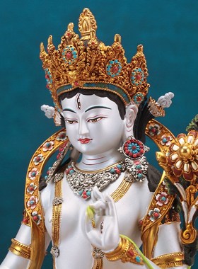 极速纯铜彩绘白度精品仿古鎏金铜像多尺寸摆件藏式尼W泊尔家供用