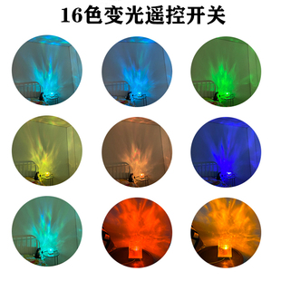 极速ins网红旋转水纹小夜灯y房屋床头仿真火焰氛围灯浪漫动态礼物