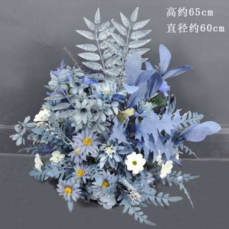 新品森系婚礼现场布置装饰婚庆仿真绢花排迎宾区背景W地排花路引