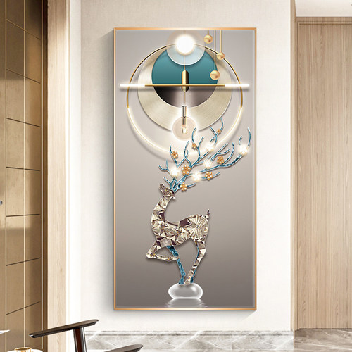新品入户玄关装饰画现代轻奢走廊过道F挂画竖版大气抽象客厅背景