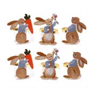 极速3 Pcs Rabbit Easter tNapkin Ring Serviette Buckles Holde