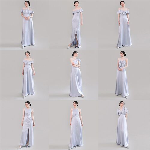 新品TANSSHOP浅蓝伴娘裙姐妹裙主持合唱活动表演礼服X多款式长裙