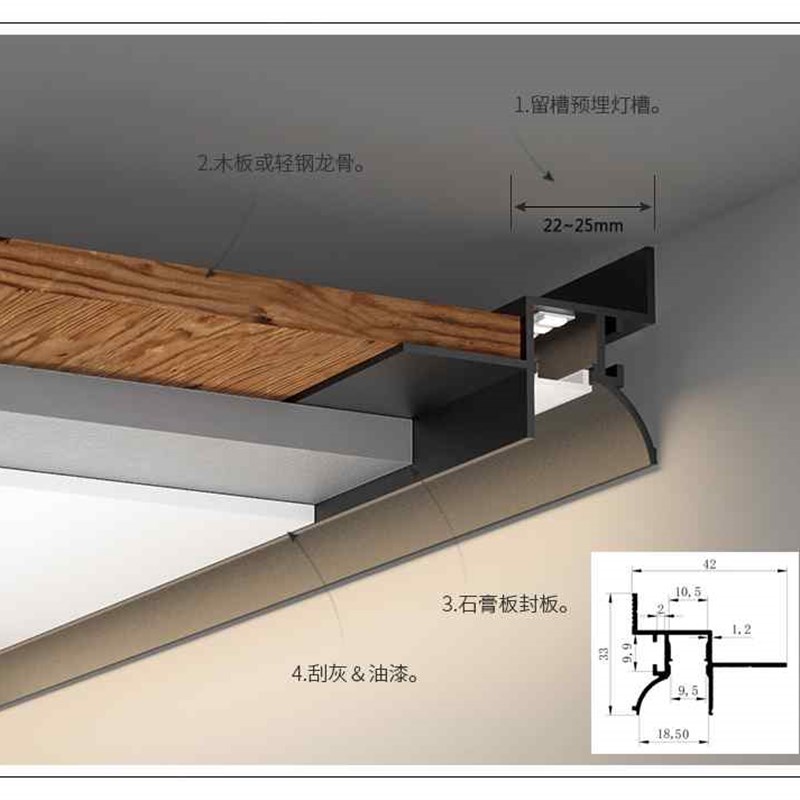 极速新品洗墙灯线性灯反光sp灯槽弧形回光槽cob灯带型材悬浮吊顶