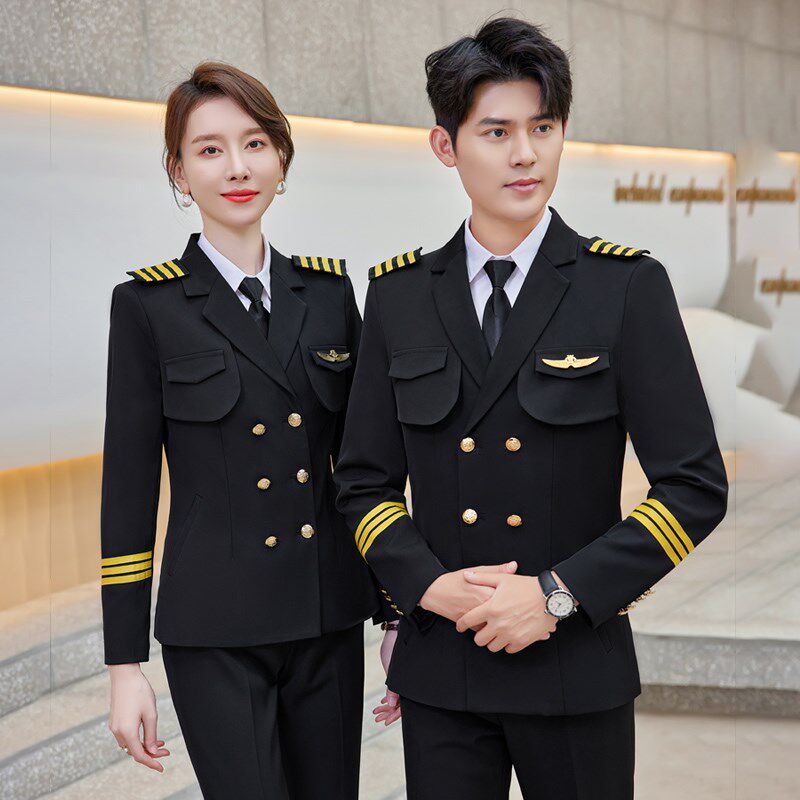 新品长袖男女同款空少飞行员航空学院G乐队演出制服保安高铁乘务