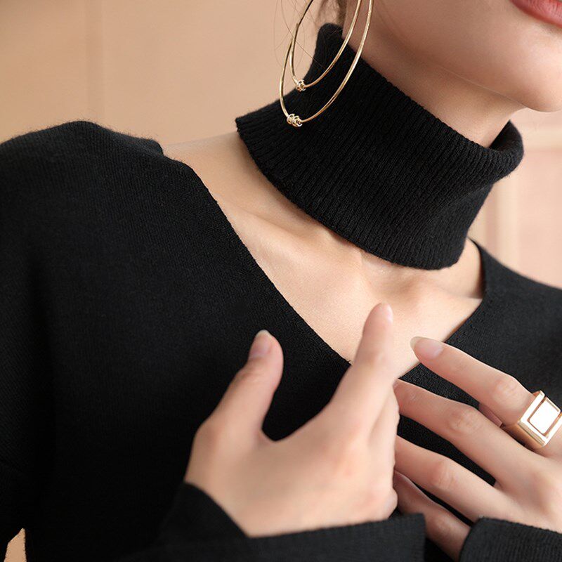 极速高端b羊绒围脖套头围巾男女秋冬季保暖针织假领子羊毛颈带护