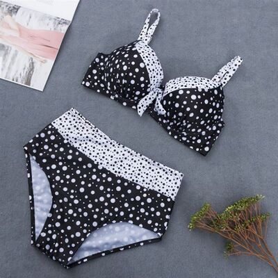 速发4XL Plus Size Women's Swimsuit Dot Print Beachwear Push