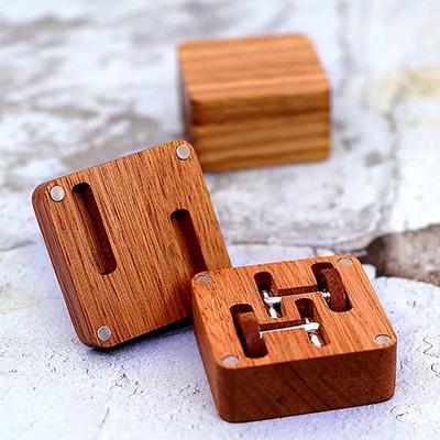 极速Vintage Solid Wood Cufflinks Packaging Box MagneYtic Lid
