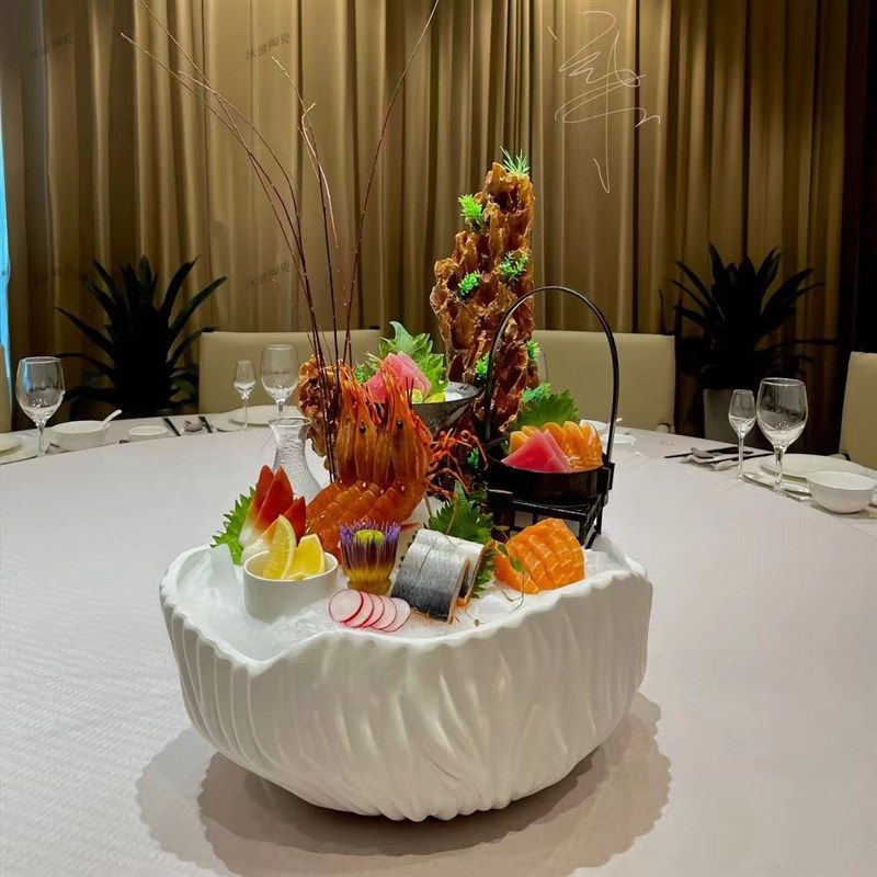 极速海鲜姿造刺身陶瓷拼盘三文鱼东E星斑鱼雕小龙虾酒店商用火锅,餐饮具,盘,淘宝优惠券,粉丝福利购,淘宝优惠卷