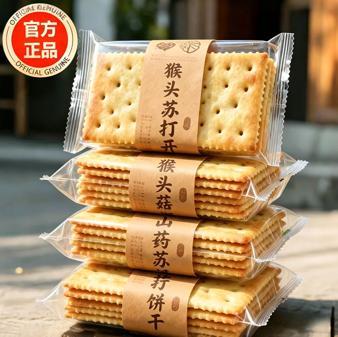 猴菇山药苏打饼干官方旗舰店无添加蔗糖咸味养胃即食薄脆饼干零食