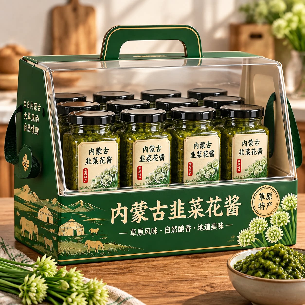 内蒙古草原野生韭菜花酱官方旗舰店下饭菜商用火锅蘸料新鲜韭菜花图片