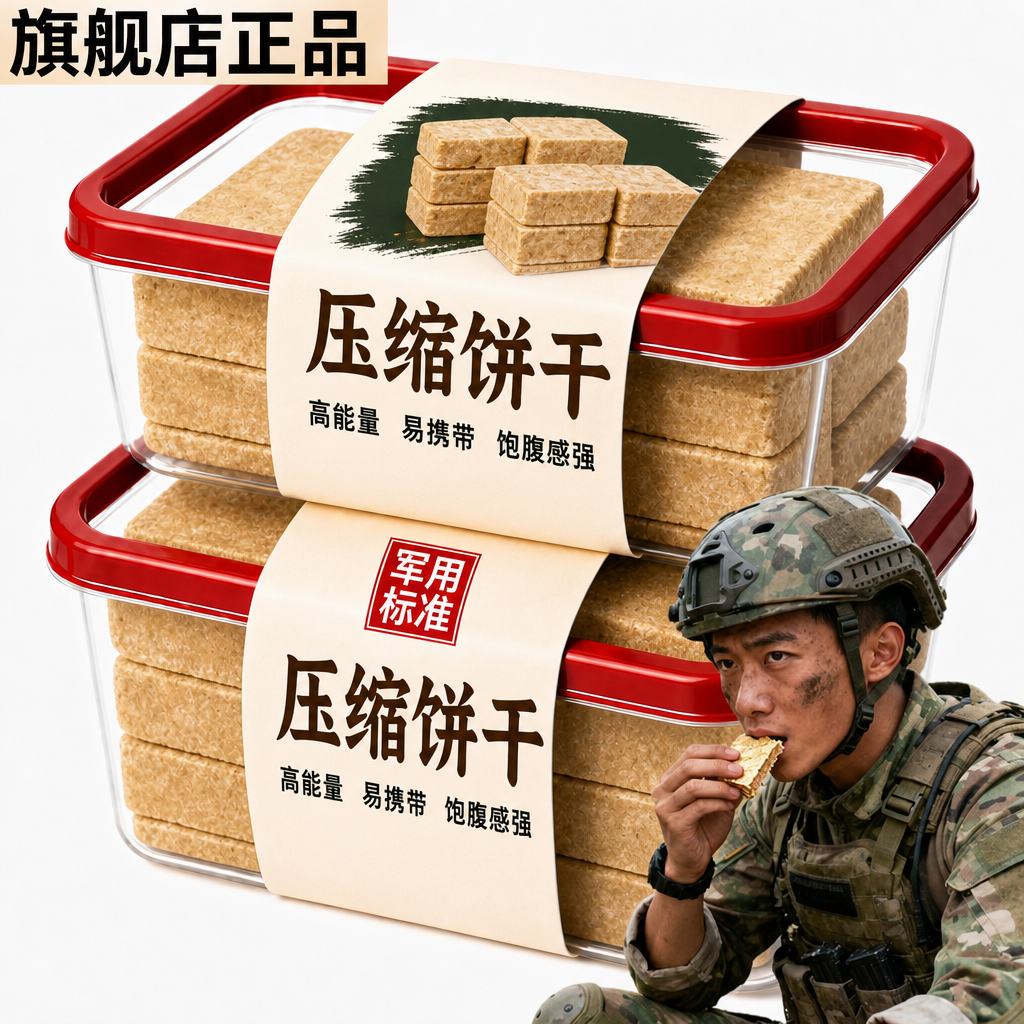 压缩饼干军粮正品旗舰店食用饱腹抗饿军人专用独立包装无糖低脂