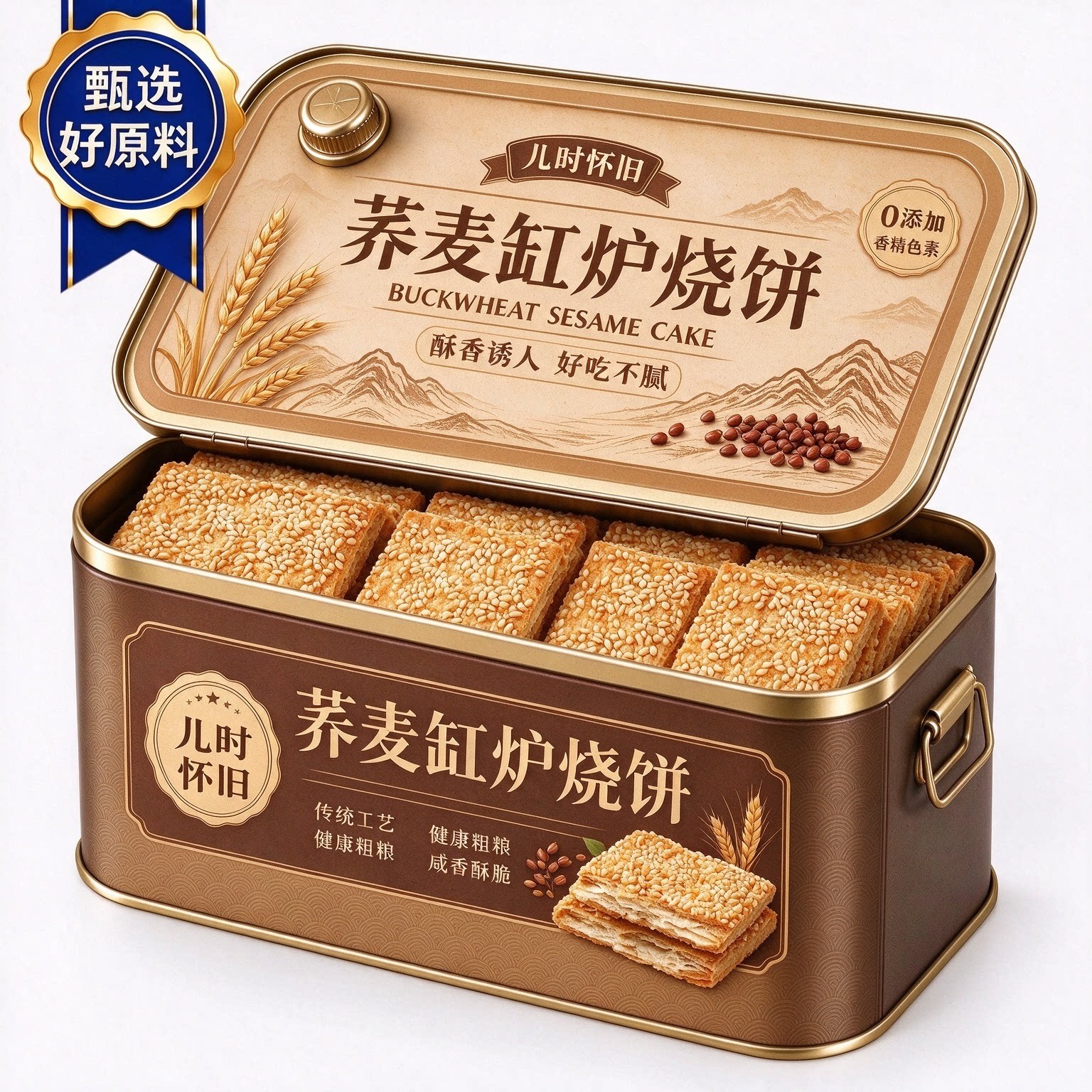 荞麦缸炉烧饼椒盐酥无加蔗糖咸味芝麻糕点千层酥传统糕点河北特产