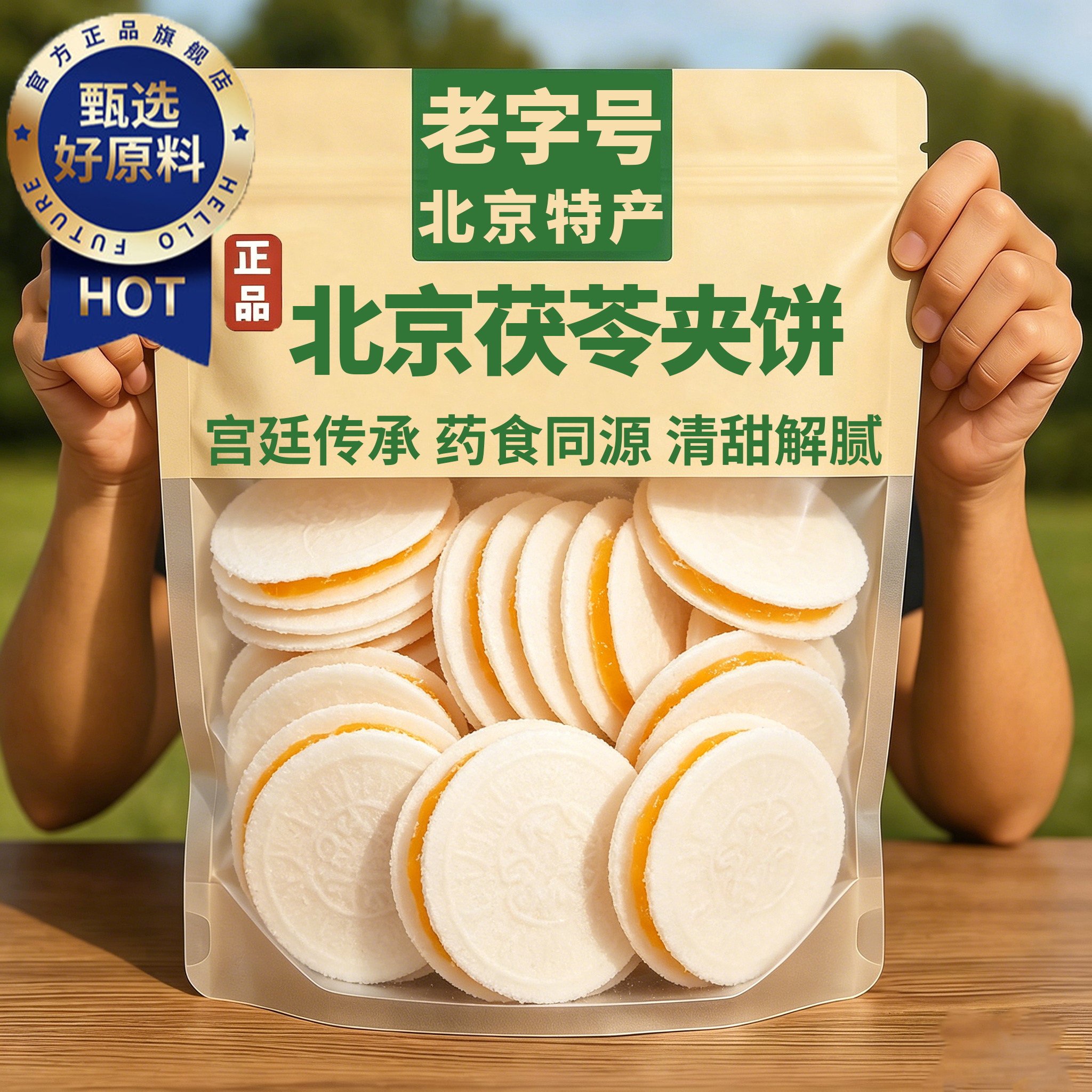 天猫严选茯苓饼北京特产茯苓夹饼正宗传统老式糕点正品官方旗舰店