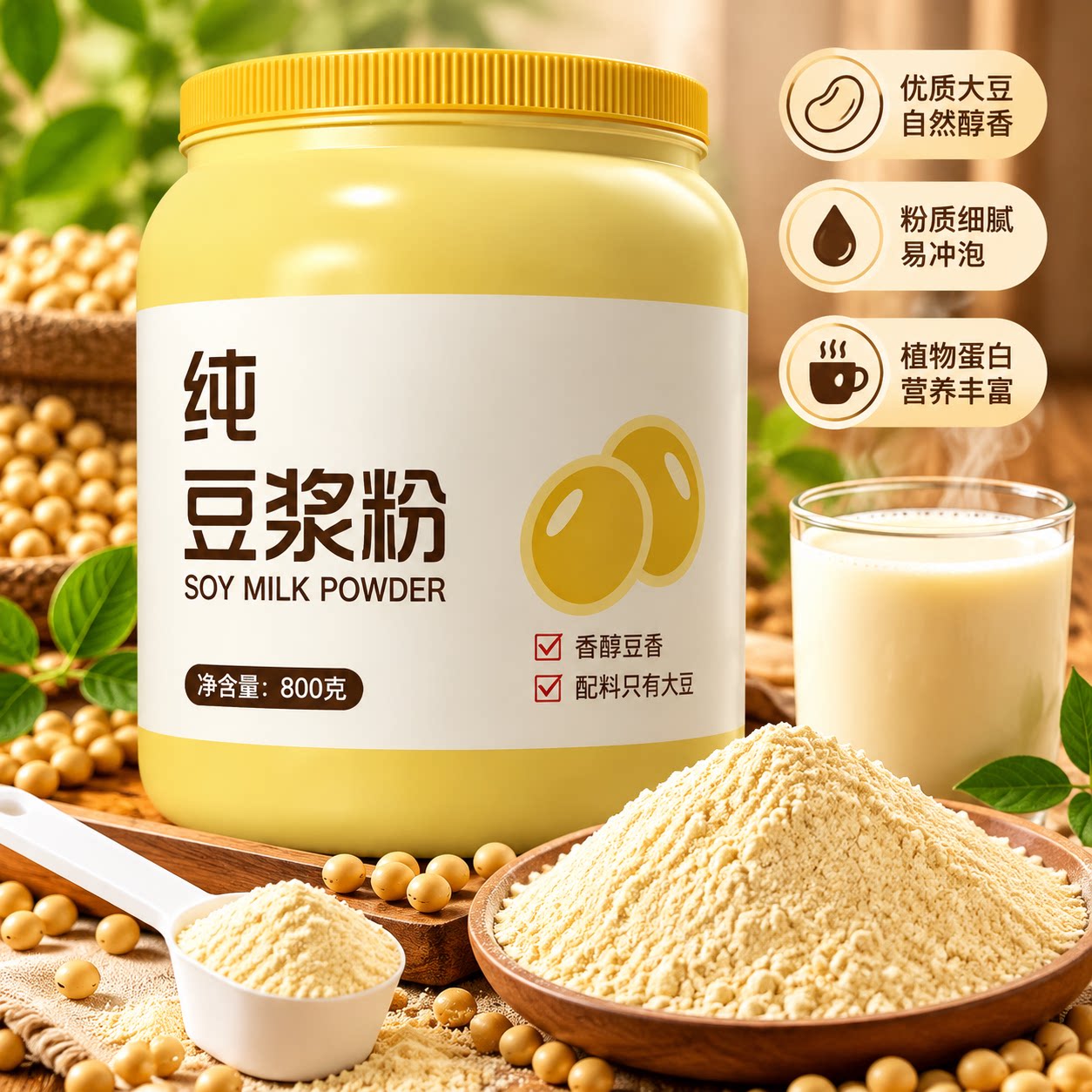 纯豆浆粉原味即冲饮学生营养早餐专用速溶豆浆粉正品官方旗舰店