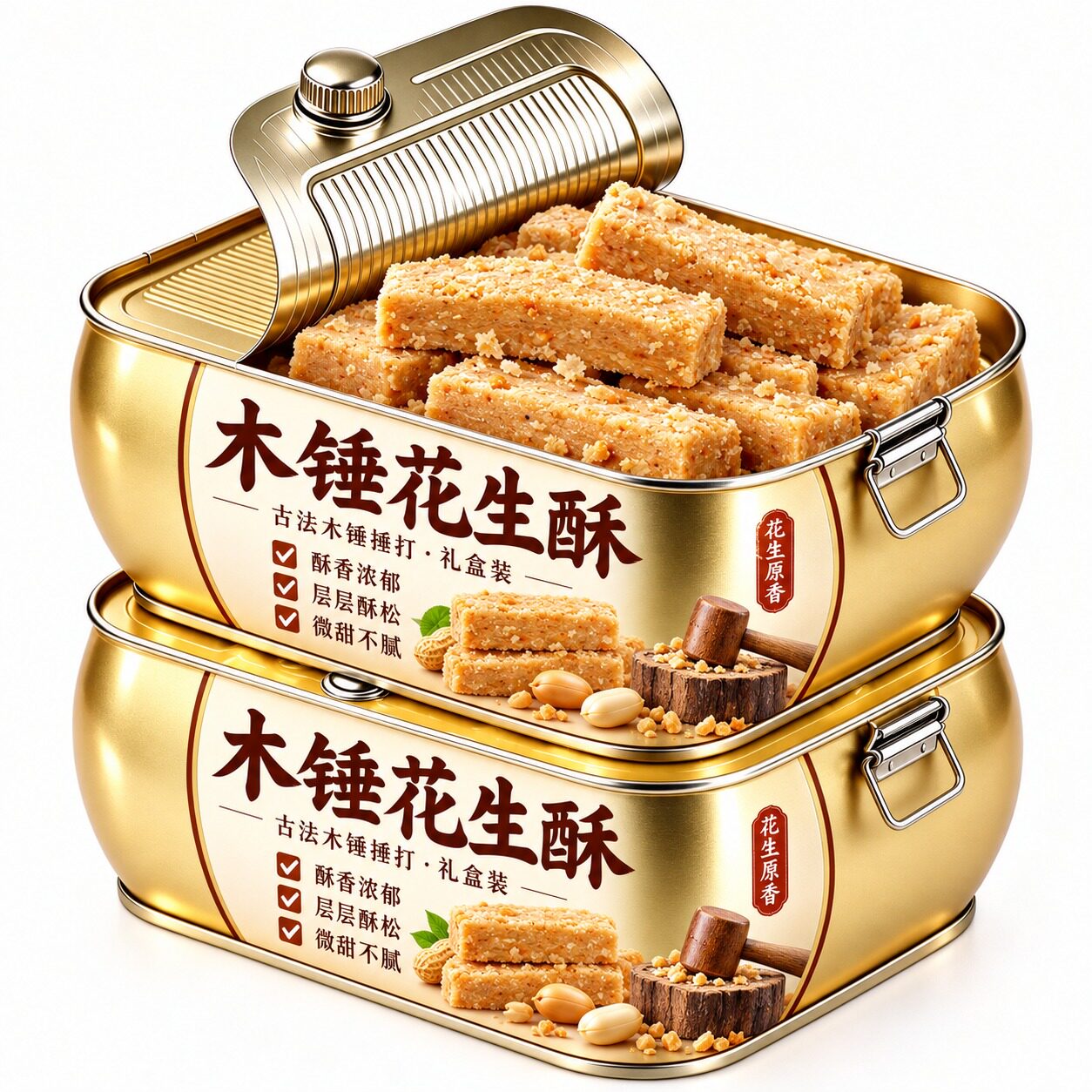 安徽正宗传统老式木锤花生酥糖官方旗舰店手工制作茶点年货零食