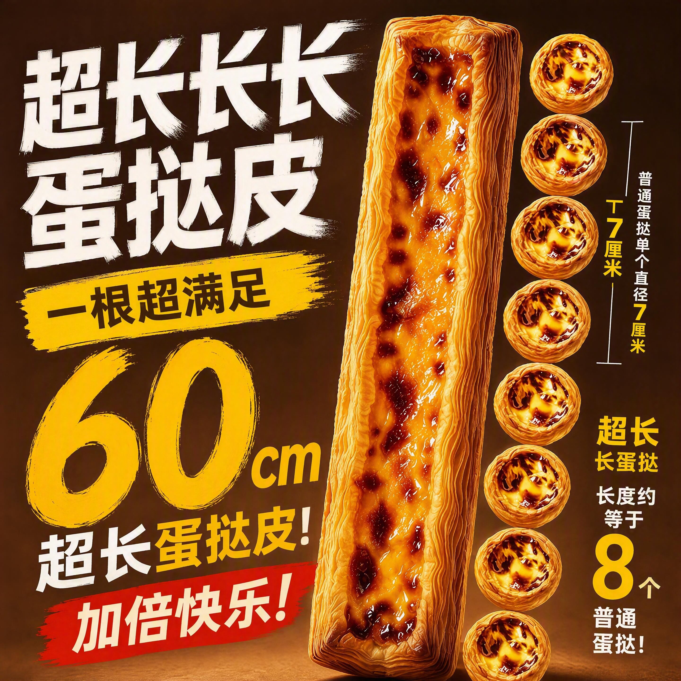 网红超长长条蛋挞法式长条方形蛋挞门店同款热销下午茶爆款蛋挞皮
