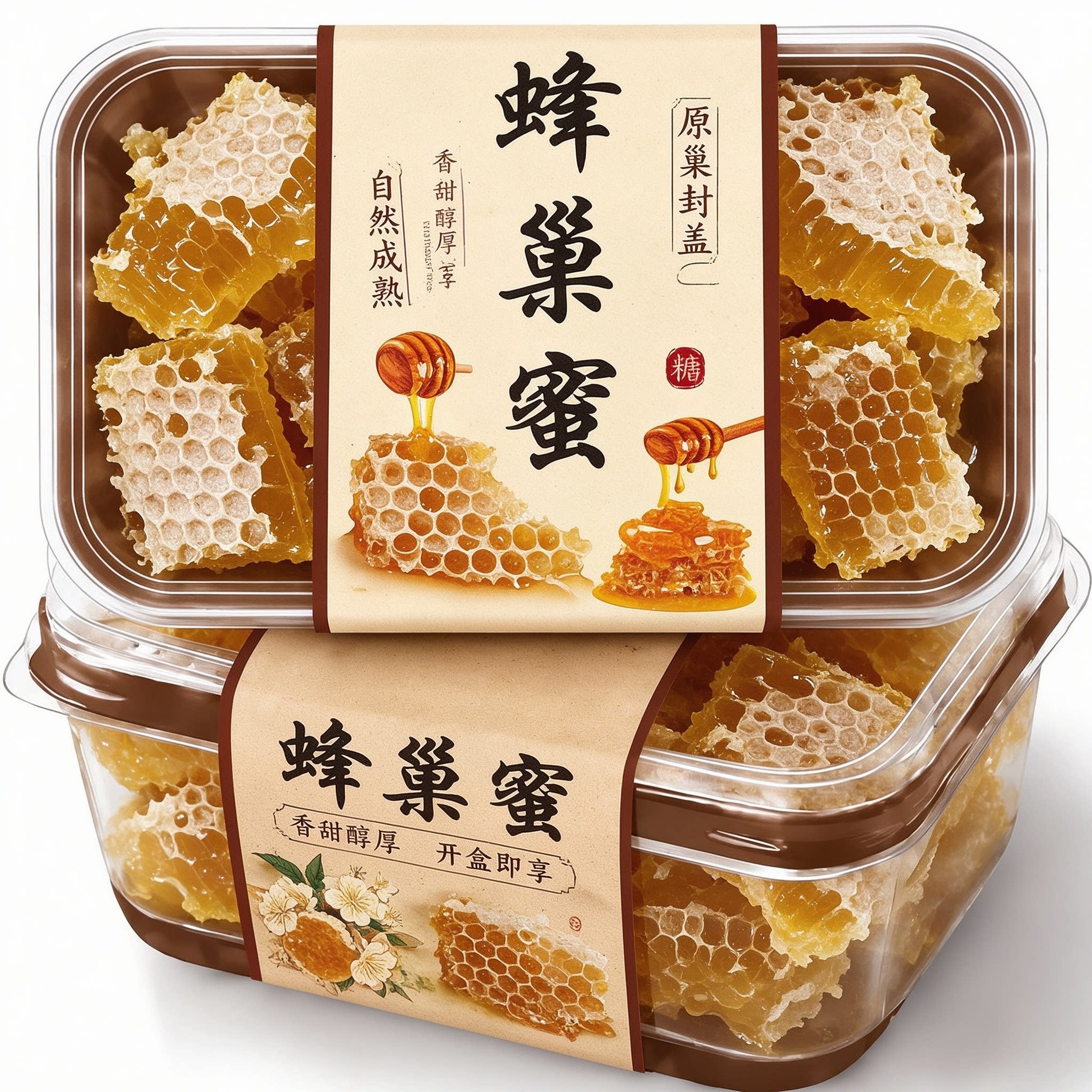 纯正蜂巢蜜块嚼着吃原切正品天然野生农家土蜂蜜巢蜂窝便携小包装