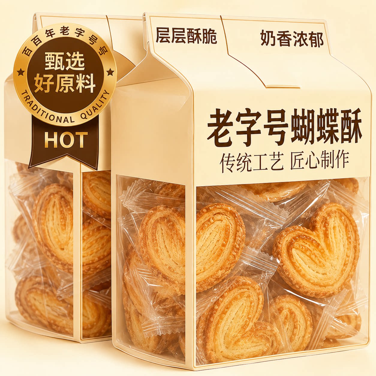 蝴蝶酥老字号酥式黄油手工千层酥独立包装西式休闲酥脆糕点旗舰店